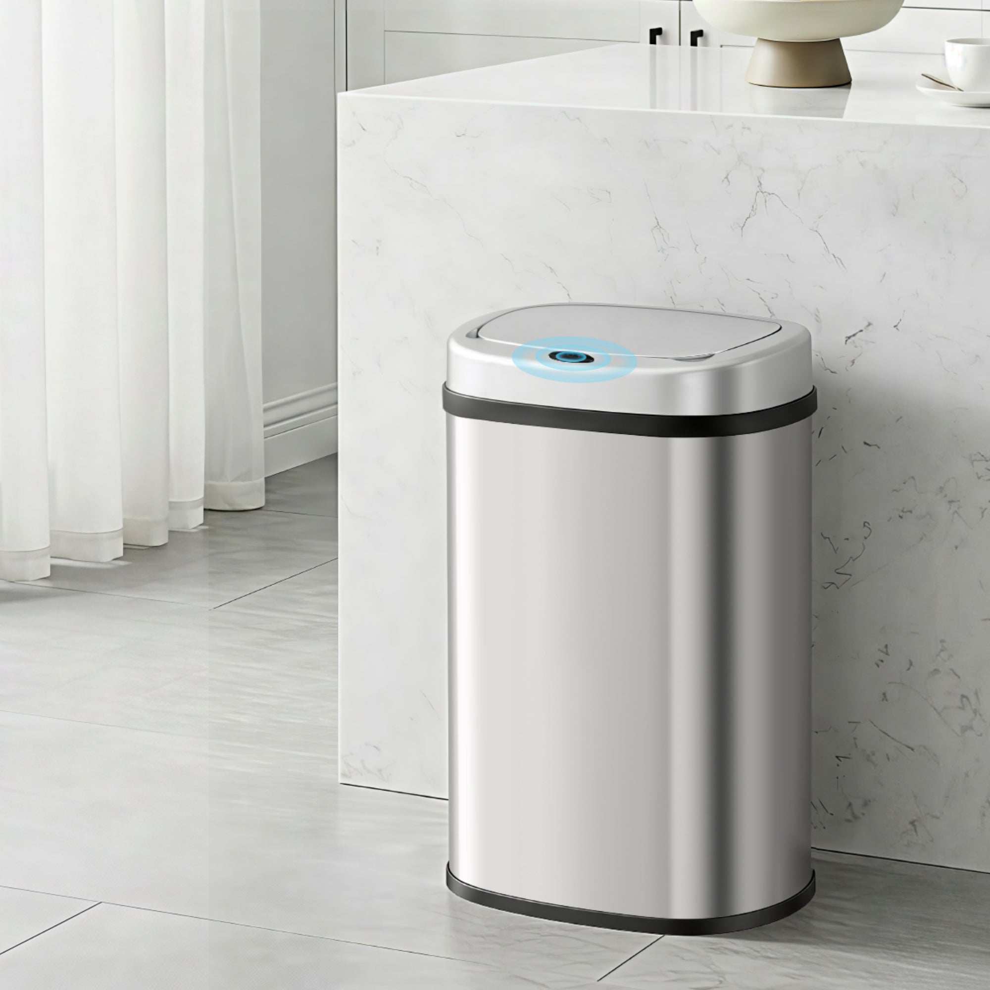 Devanti 50L Sensor Bin Motion Rubbish Automatic Silver-Appliances > Kitchen Appliances-PEROZ Accessories