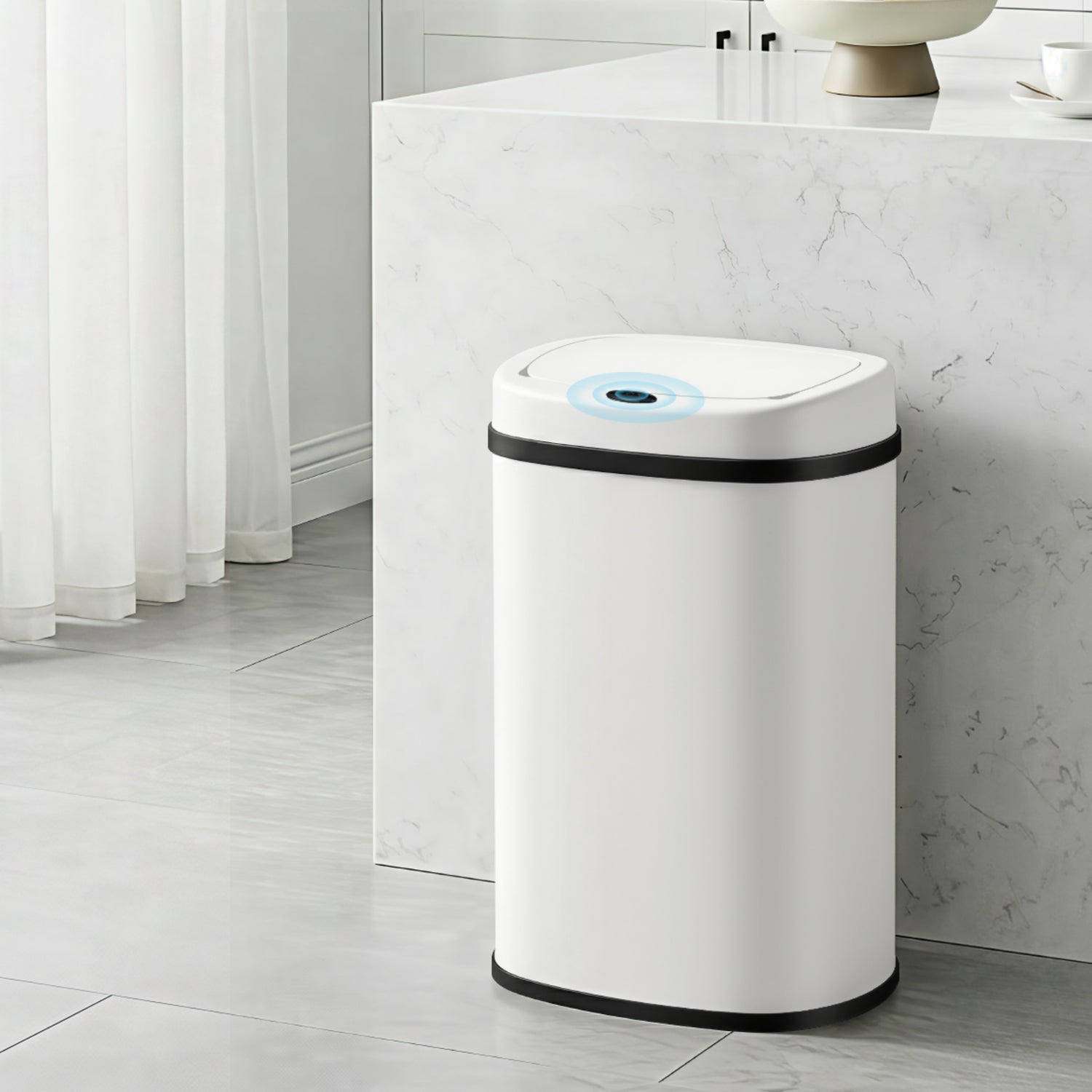 Devanti 50L Sensor Bin Motion Rubbish Automatic White-Appliances > Kitchen Appliances-PEROZ Accessories