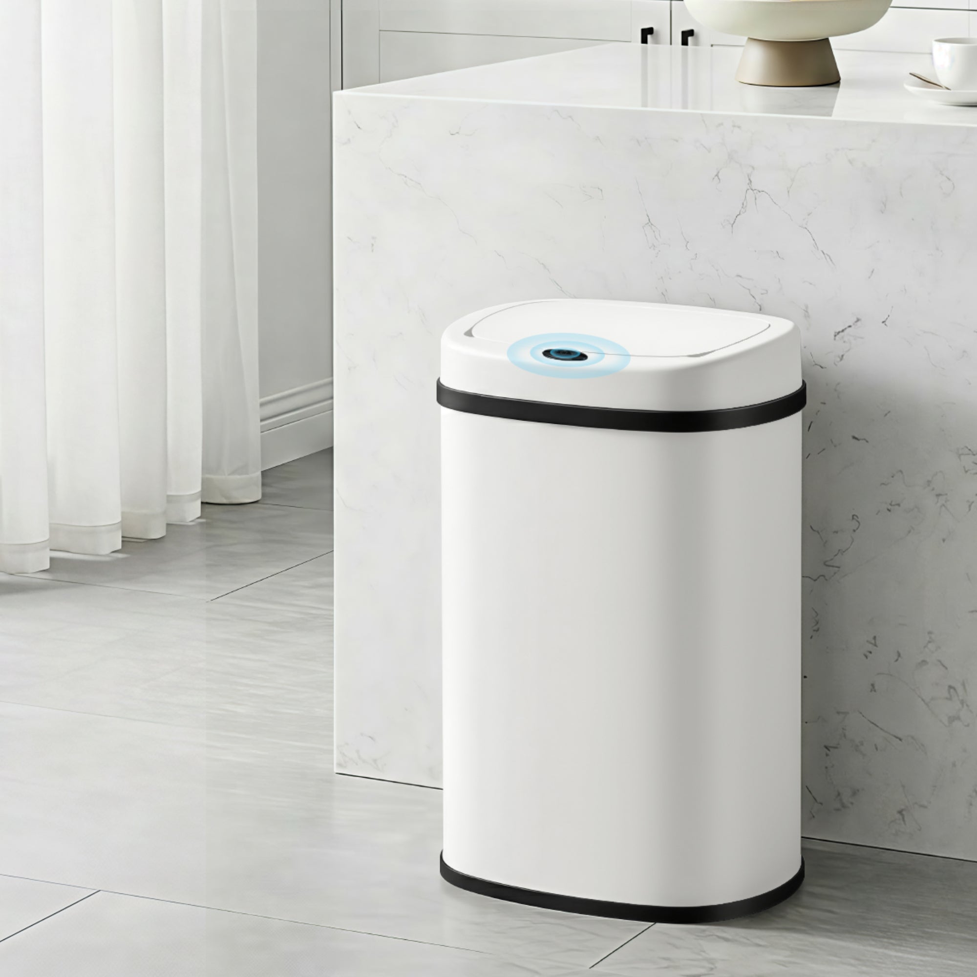 Devanti 50L Sensor Bin Motion Rubbish Automatic White-Appliances > Kitchen Appliances-PEROZ Accessories