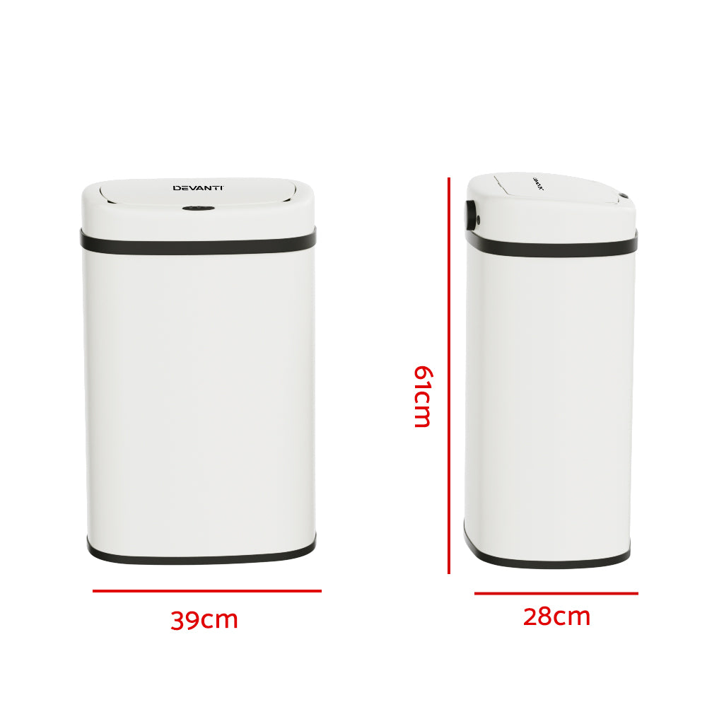 Devanti 50L Sensor Bin Motion Rubbish Automatic White-Appliances &gt; Kitchen Appliances-PEROZ Accessories