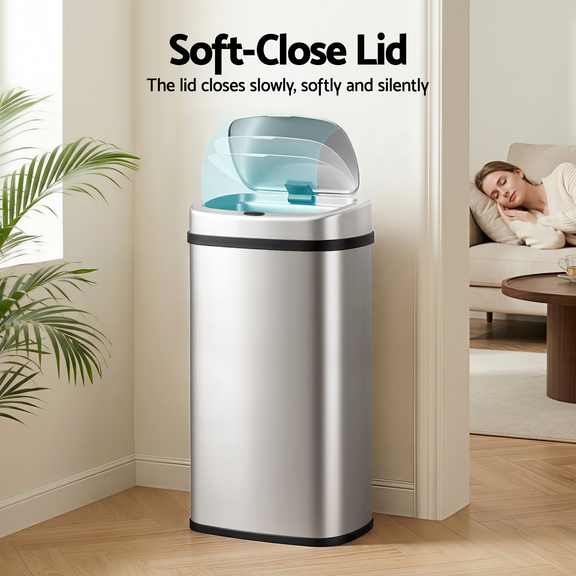 Devanti 60L Sensor Bin Motion Rubbish Automatic Silver-Appliances > Kitchen Appliances-PEROZ Accessories