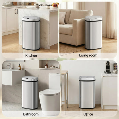 Devanti 60L Sensor Bin Motion Rubbish Automatic Silver-Appliances > Kitchen Appliances-PEROZ Accessories