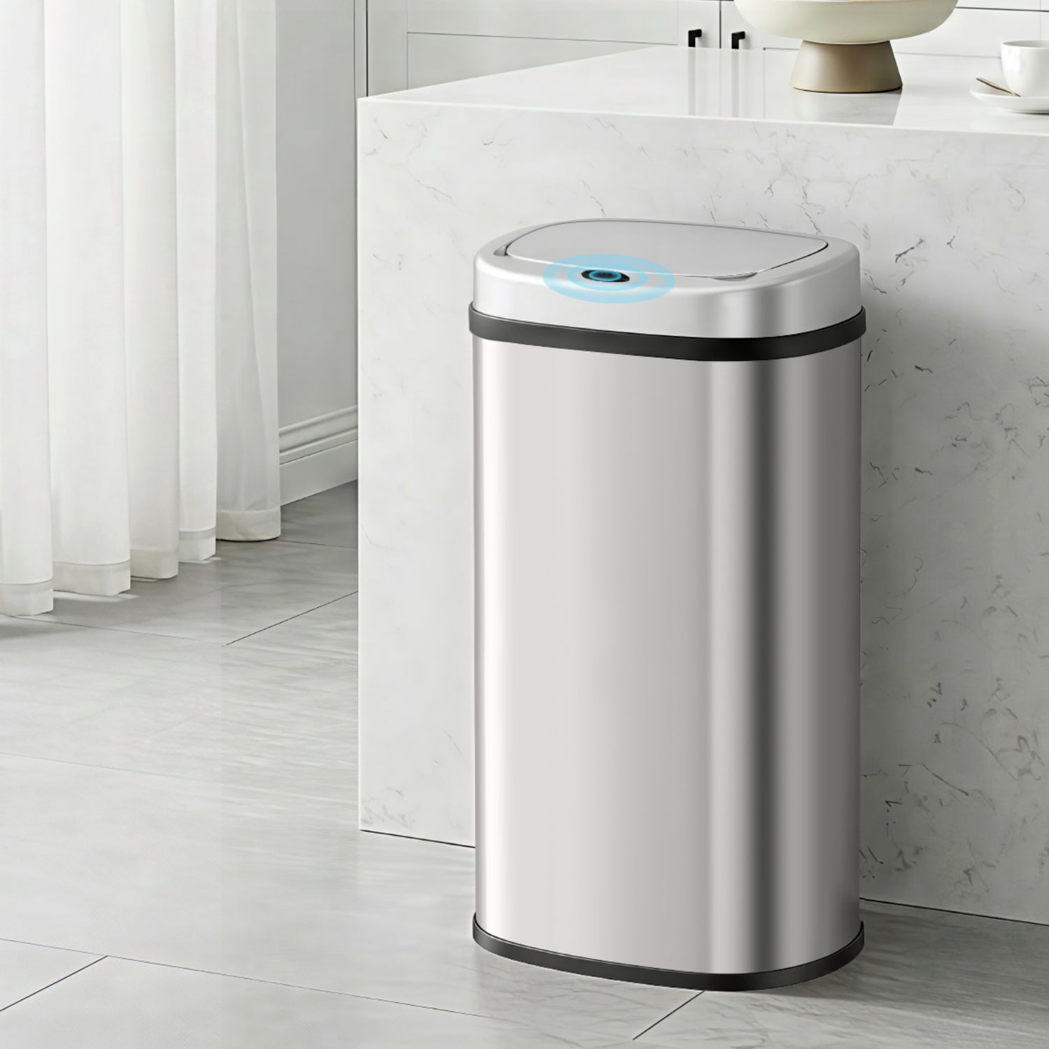Devanti 60L Sensor Bin Motion Rubbish Automatic Silver-Appliances > Kitchen Appliances-PEROZ Accessories