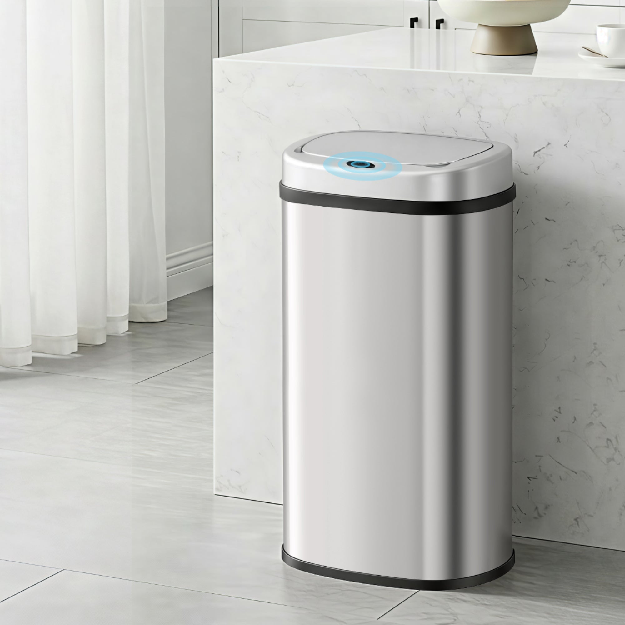 Devanti 60L Sensor Bin Motion Rubbish Automatic Silver-Appliances > Kitchen Appliances-PEROZ Accessories