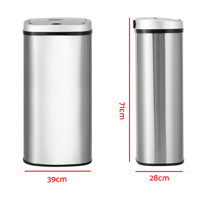 Devanti 60L Sensor Bin Motion Rubbish Automatic Silver-Appliances &gt; Kitchen Appliances-PEROZ Accessories