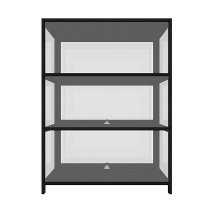 Oikiture Display Cabinet with 3 Tiers Shelves Clear Door Display Shelf Home Storage Cabinet Black-Storage Cabinet-PEROZ Accessories