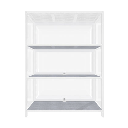 Oikiture Display Cabinet 3 Tiers Clear Door White-Storage Cabinets-PEROZ Accessories