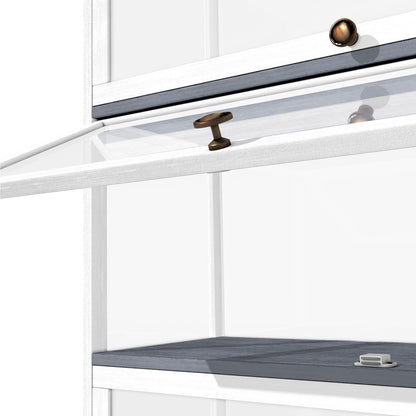 Oikiture Display Cabinet 3 Tiers Clear Door White-Storage Cabinets-PEROZ Accessories