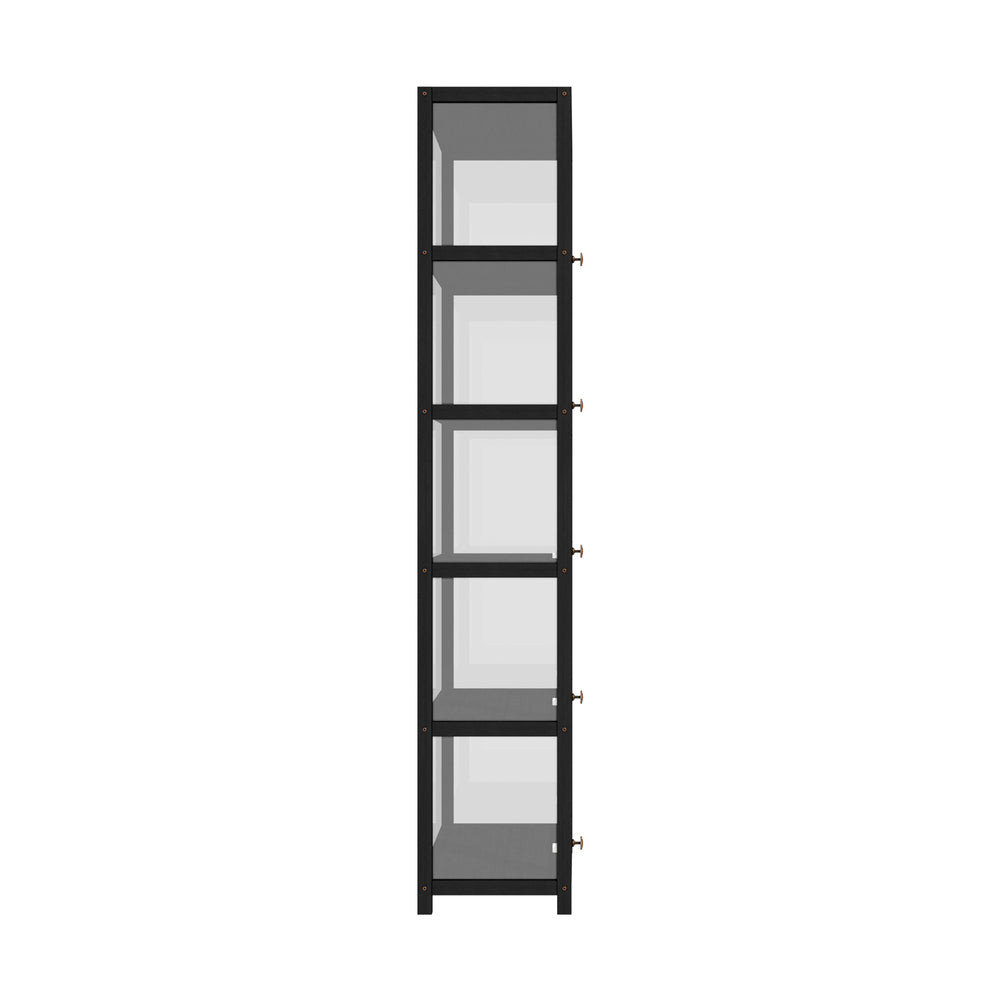 Oikiture Display Cabinet Slim 5-Tier Clear Black-Storage Cabinets-PEROZ Accessories