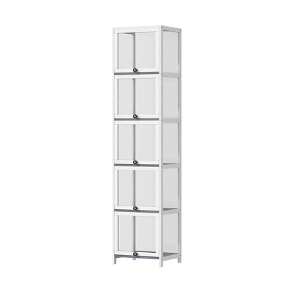 Oikiture Display Cabinet Slim 5-Tier Shelves Clear White-Storage Cabinets-PEROZ Accessories