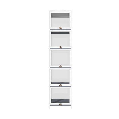 Oikiture Display Cabinet Slim 5-Tier Shelves Clear White-Storage Cabinets-PEROZ Accessories