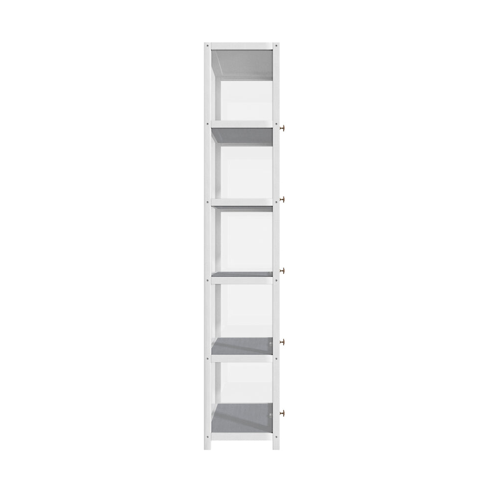 Oikiture Display Cabinet Slim 5-Tier Shelves Clear White-Storage Cabinets-PEROZ Accessories