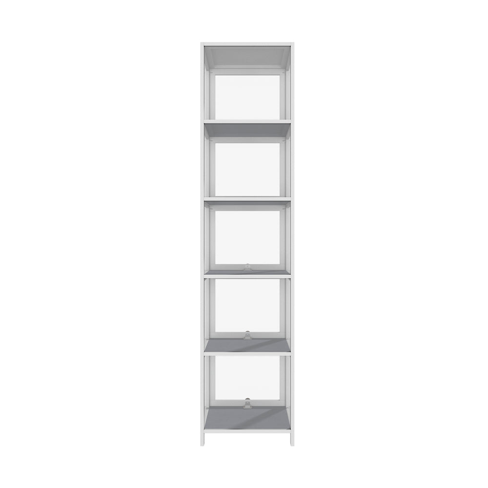 Oikiture Display Cabinet Slim 5-Tier Shelves Clear White-Storage Cabinets-PEROZ Accessories