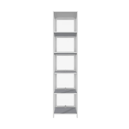 Oikiture Display Cabinet Slim 5-Tier Shelves Clear White-Storage Cabinets-PEROZ Accessories