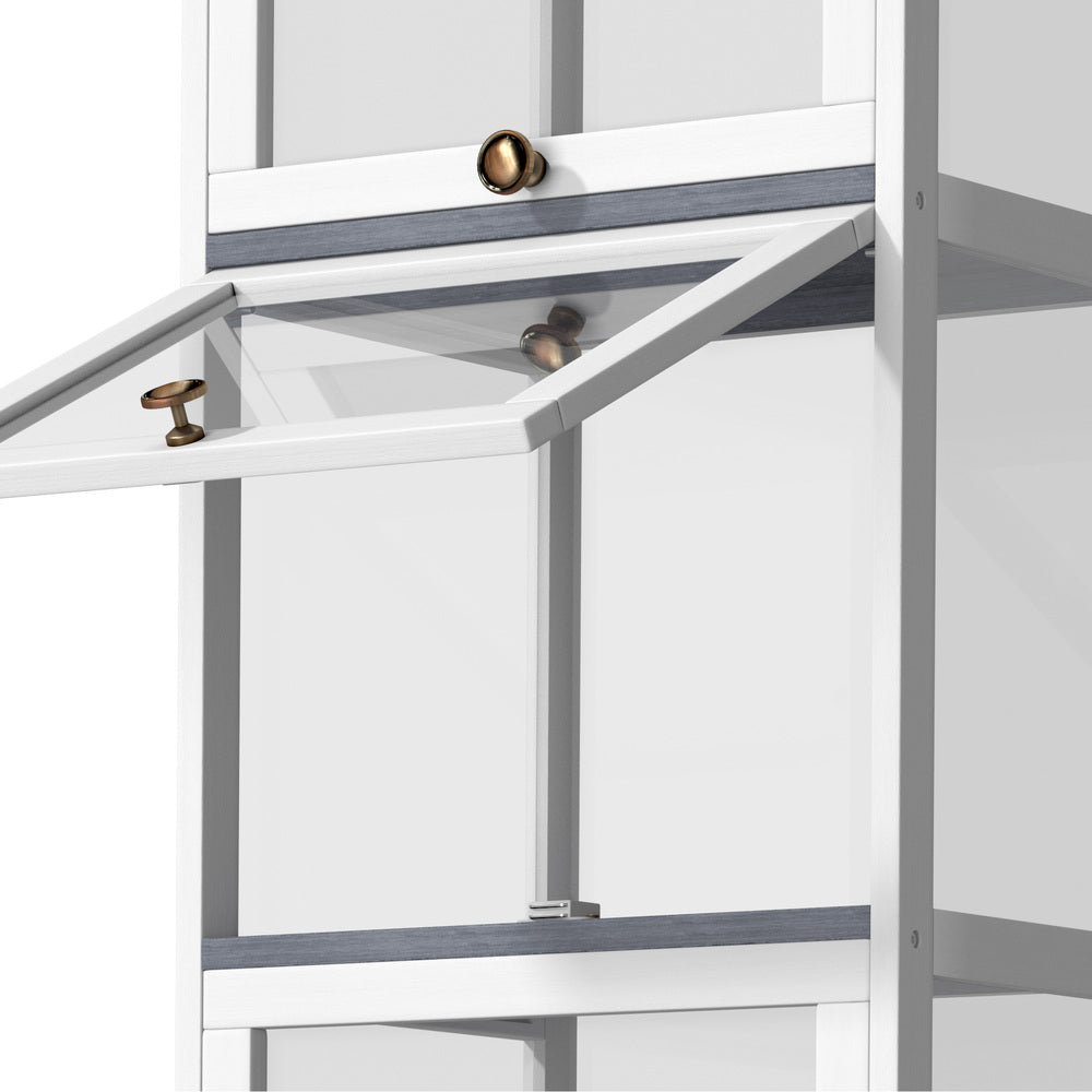 Oikiture Display Cabinet Slim 5-Tier Shelves Clear White-Storage Cabinets-PEROZ Accessories