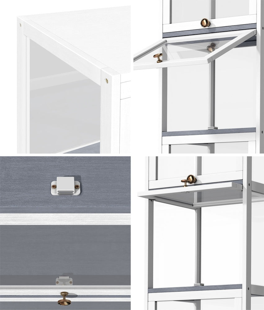 Oikiture Display Cabinet Slim 5-Tier Shelves Clear White-Storage Cabinets-PEROZ Accessories