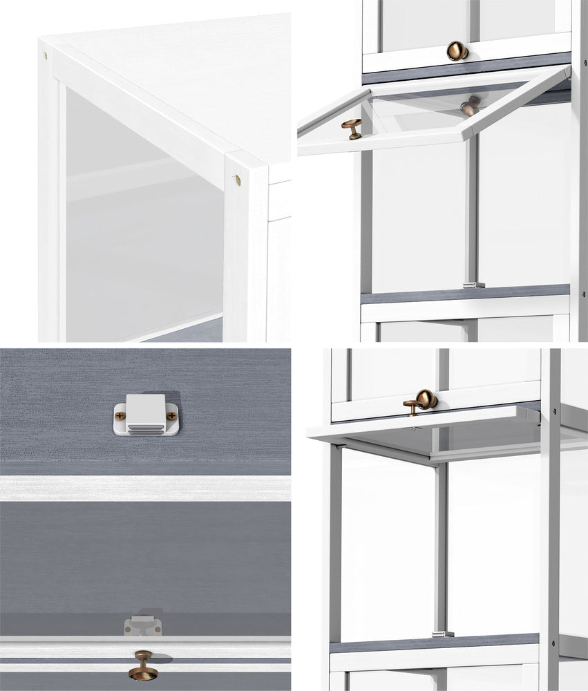 Oikiture Display Cabinet Slim 5-Tier Shelves Clear White-Storage Cabinets-PEROZ Accessories