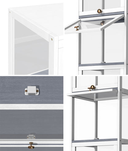 Oikiture Display Cabinet Slim 5-Tier Shelves Clear White-Storage Cabinets-PEROZ Accessories
