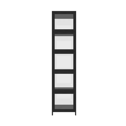 Oikiture Display Cabinet 5-Tier Slim Storage Shelves Black-Display Shelf-PEROZ Accessories