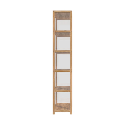 Oikiture Display Cabinet 5-Tier Slim Storage Shelves Brown-Display Shelf-PEROZ Accessories