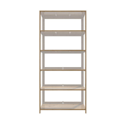Oikiture Display Cabinet 5-Tier Clear Shelves Oak-Storage Cabinets-PEROZ Accessories