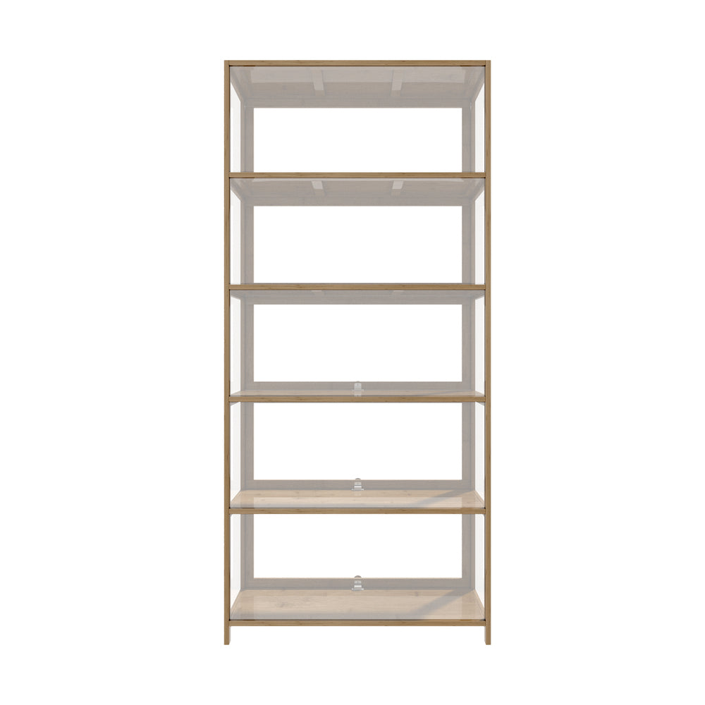 Oikiture Display Cabinet 5-Tier Clear Shelves Oak-Storage Cabinets-PEROZ Accessories