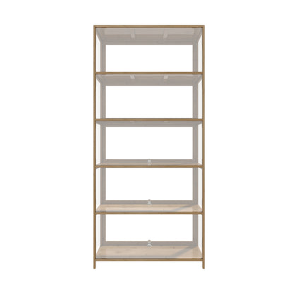 Oikiture Display Cabinet 5-Tier Clear Shelves Oak-Storage Cabinets-PEROZ Accessories