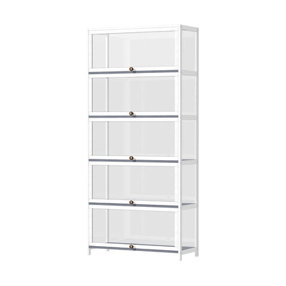 Oikiture Display Cabinet 5 Tiers Clear Door White-Storage Cabinets-PEROZ Accessories