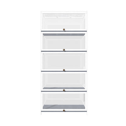 Oikiture Display Cabinet 5 Tiers Clear Door White-Storage Cabinets-PEROZ Accessories