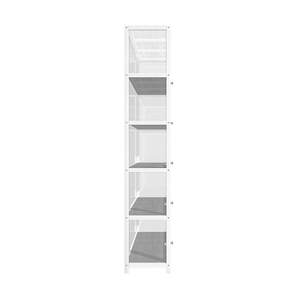 Oikiture Display Cabinet 5 Tiers Clear Door White-Storage Cabinets-PEROZ Accessories