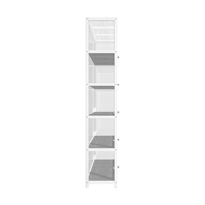 Oikiture Display Cabinet 5 Tiers Clear Door White-Storage Cabinets-PEROZ Accessories