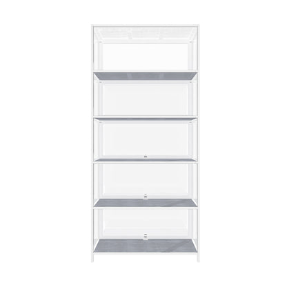 Oikiture Display Cabinet 5 Tiers Clear Door White-Storage Cabinets-PEROZ Accessories