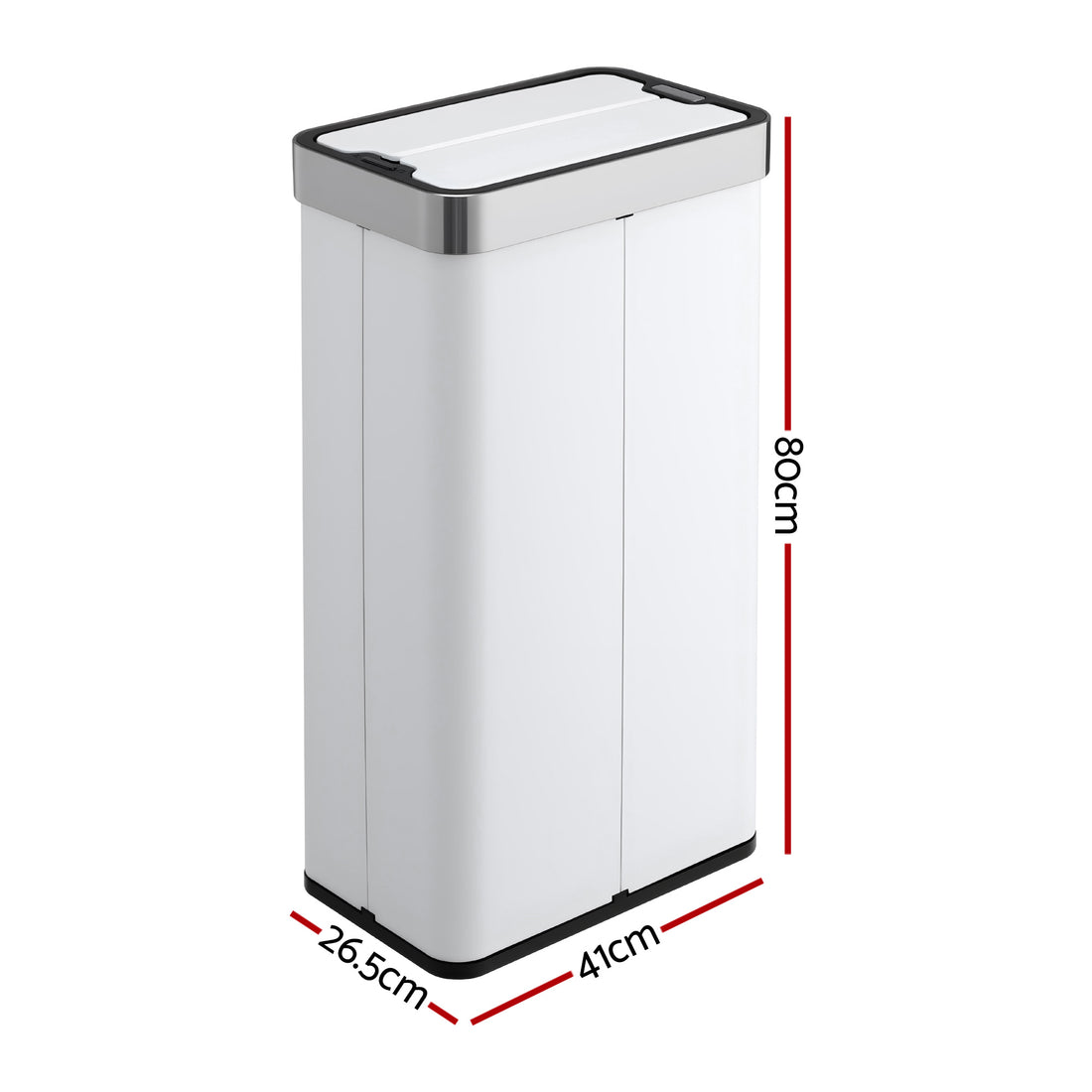 Devanti Rubbish Bin 70L Automatic Sensor Kitchen Bin, Slim Smart Garbage Can Touchless Rectangular with Liner Holder, Fully Closed Lid for Bedroom, Bathroom, Living Room, White-Home &amp; Garden > Kitchen Bins > Automatic Bins-PEROZ Accessories