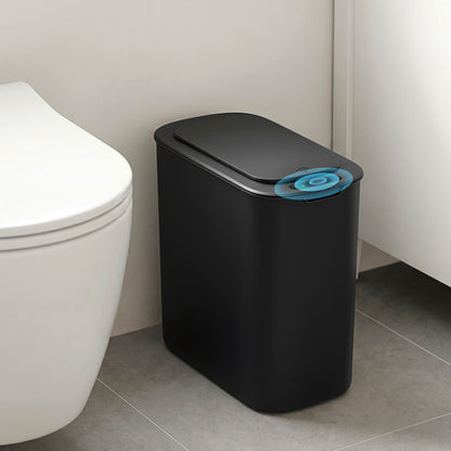 Devanti Automatic Trash Bin with Lid 11L Motion Sensor Kitchen Bin Touchless Garbage Can Modern Black Plastic Slim Rubbish Bin with Liner Holder for Kitchen, Home, Office