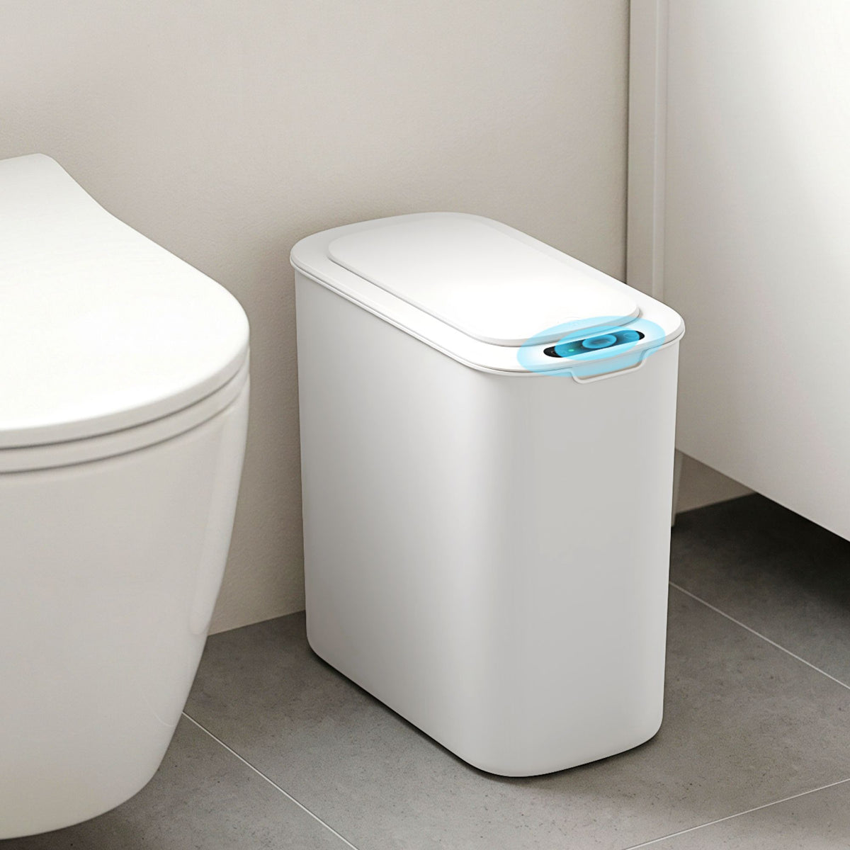 Devanti Automatic Trash Bin with Lid 11L Motion Sensor Kitchen Bin Touchless Garbage Can Modern White Plastic Slim Rubbish Bin with Liner Holder for Kitchen, Home, Office-Home &amp; Garden > Kitchen Bins > Automatic Bins-PEROZ Accessories