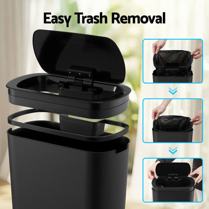 Devanti Automatic Trash Bin with Lid 21L Motion Sensor Kitchen Bin Touchless Garbage Can Modern Black Plastic Slim Rubbish Bin with Liner Holder for Kitchen, Home, Office-Home &amp; Garden > Kitchen Bins > Automatic Bins-PEROZ Accessories