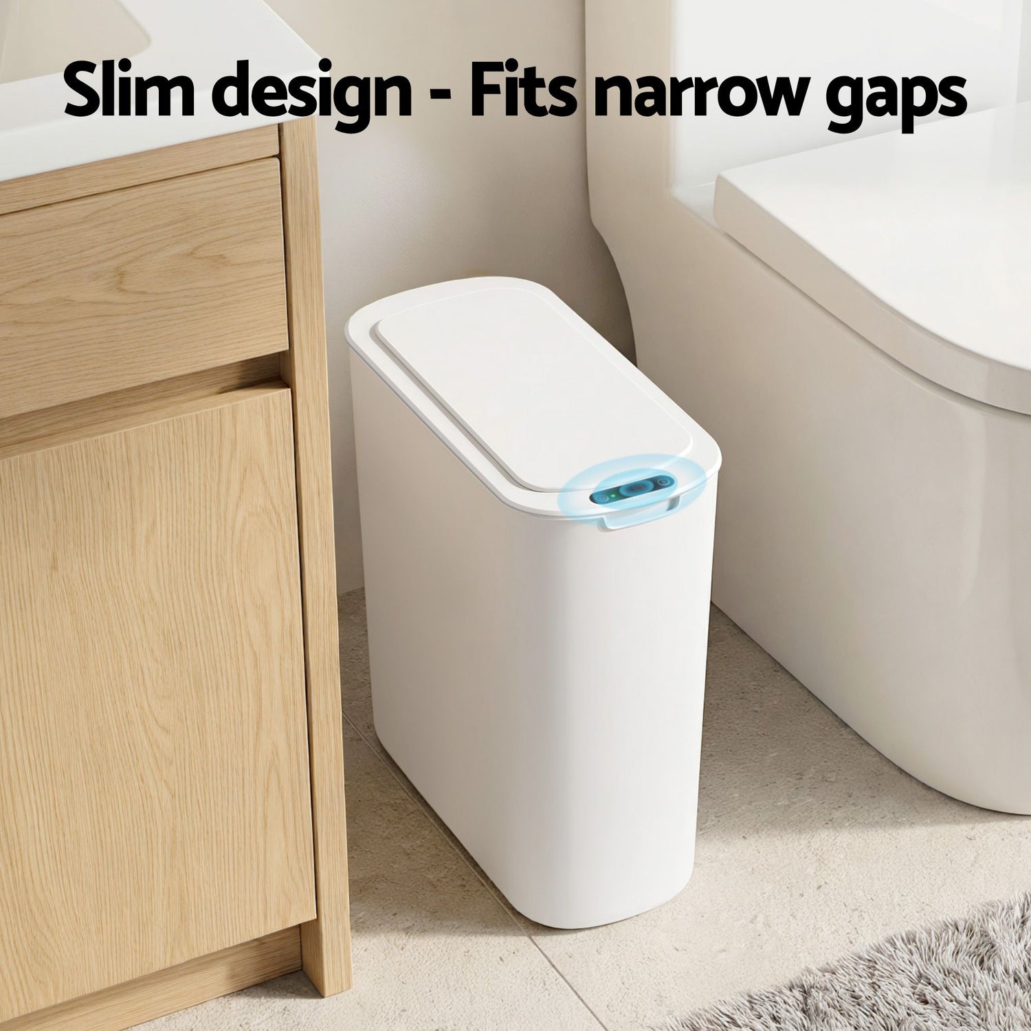 Devanti Automatic Trash Bin with Lid 21L Motion Sensor Kitchen Bin Touchless Garbage Can Plastic Slim Rubbish Bin with Liner Holder for Kitchen, Home, Office, White-Home &amp; Garden > Kitchen Bins > Automatic Bins-PEROZ Accessories