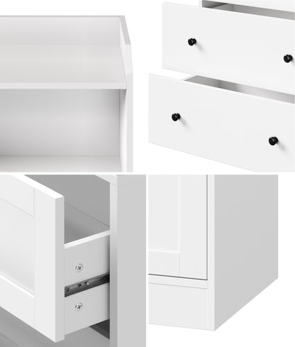 Oikiture Sideboard Buffet Cupboard 3 Chest of Drawers White-Sideboard-PEROZ Accessories