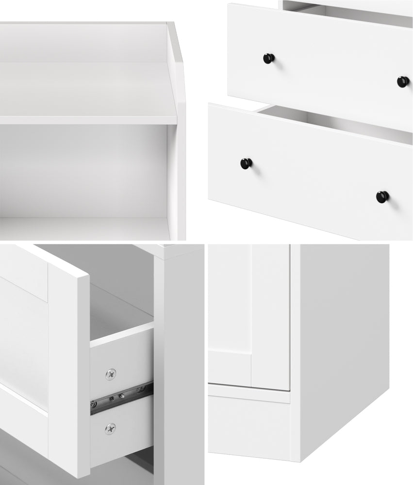 Oikiture Sideboard Buffet Cupboard 3 Chest of Drawers White-Sideboard-PEROZ Accessories