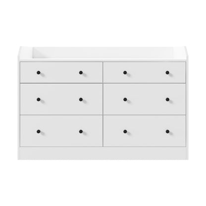Oikiture Buffet Sideboard Hamptons Style 6 Drawers White-Sideboard-PEROZ Accessories