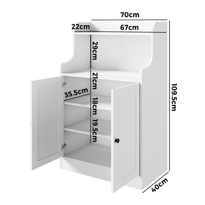 Oikiture Buffet Sideboard Cupboard 2 Doors Hallway Table White-Sideboard-PEROZ Accessories