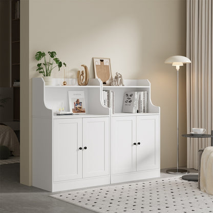 Oikiture Buffet Sideboard Cupboard 2 Doors Hallway Table White-Sideboard-PEROZ Accessories
