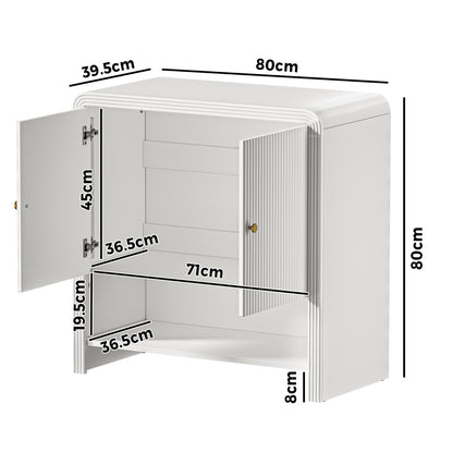 Oikiture Buffet Sideboard Storage Cabinet 2 Doors Cupboard White-Sideboard-PEROZ Accessories