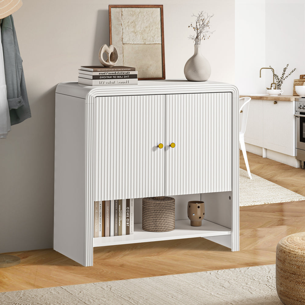 Oikiture Buffet Sideboard Storage Cabinet 2 Doors Cupboard White-Sideboard-PEROZ Accessories
