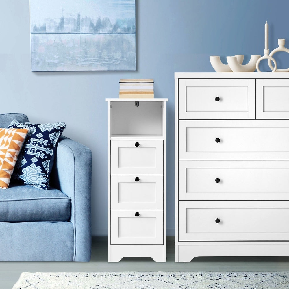 Oikiture 2x Chest of Drawers Storage Cabinet Dresser Tallboy Hamptons-Sideboard-PEROZ Accessories