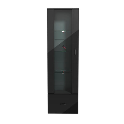 Oikiture Buffet Sideboard LED High Gloss Glass Door Black-Sideboard-PEROZ Accessories