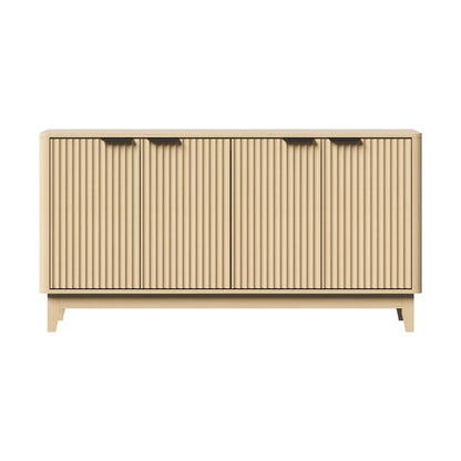 Oikiture Buffet Sideboard Storage Cabinet 4 Doors Cupboard Natural-Sideboard-PEROZ Accessories