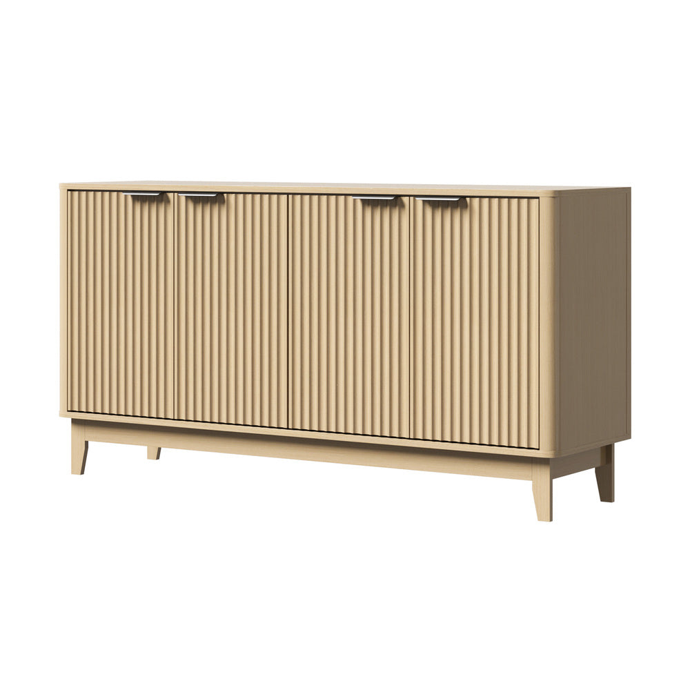 Oikiture Buffet Sideboard Storage Cabinet 4 Doors Cupboard Natural-Sideboard-PEROZ Accessories