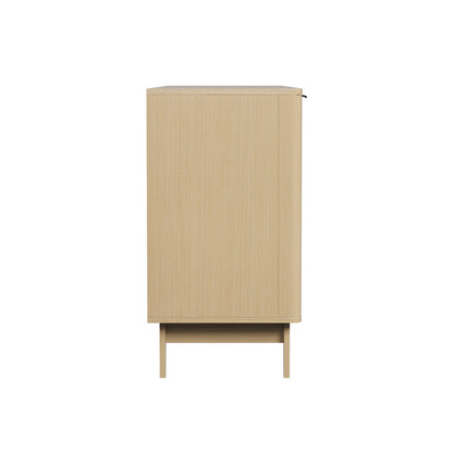 Oikiture Buffet Sideboard Storage Cabinet 4 Doors Cupboard Natural-Sideboard-PEROZ Accessories