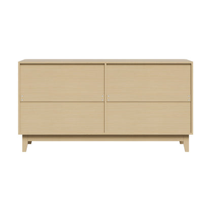 Oikiture Buffet Sideboard Storage Cabinet 4 Doors Cupboard Natural-Sideboard-PEROZ Accessories